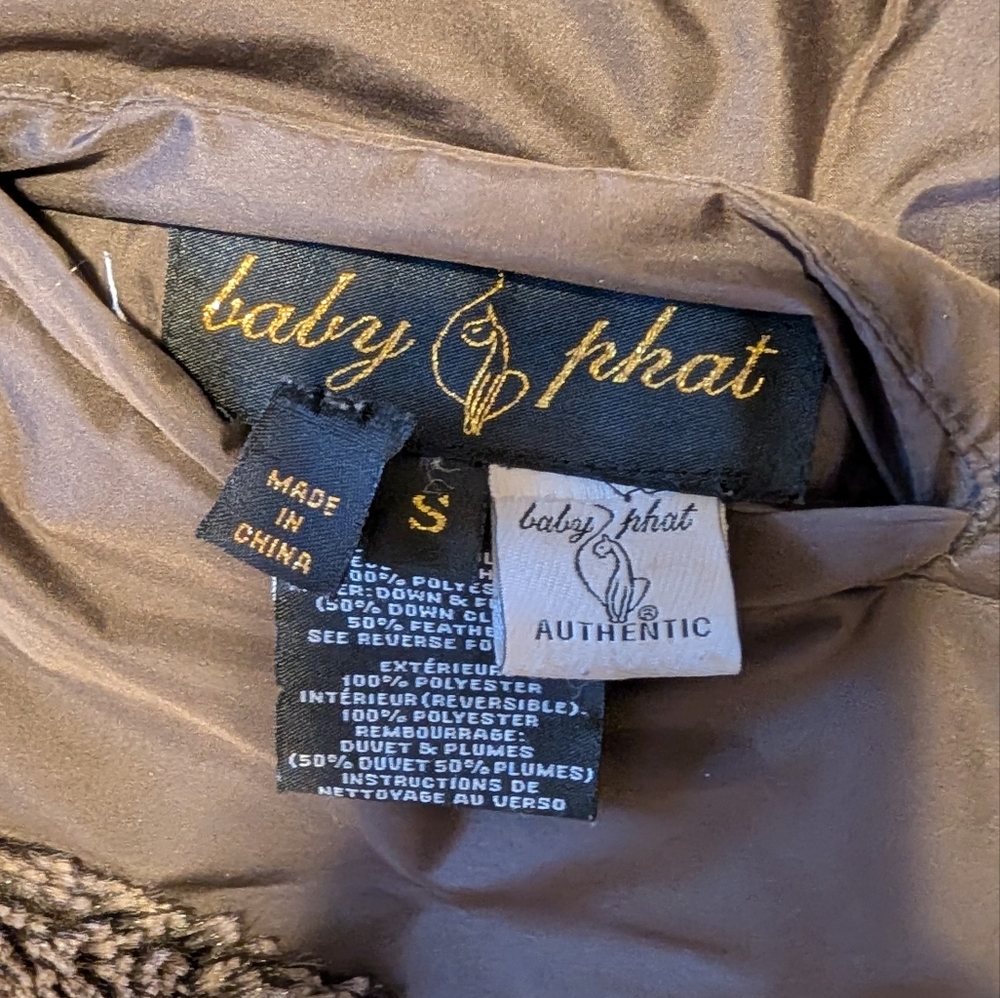 Vtg 90s Baby Phat Womens Reversible Baby Doll Cropped Hooded Puffer Jacket Y2K S - Picture 8 of 10